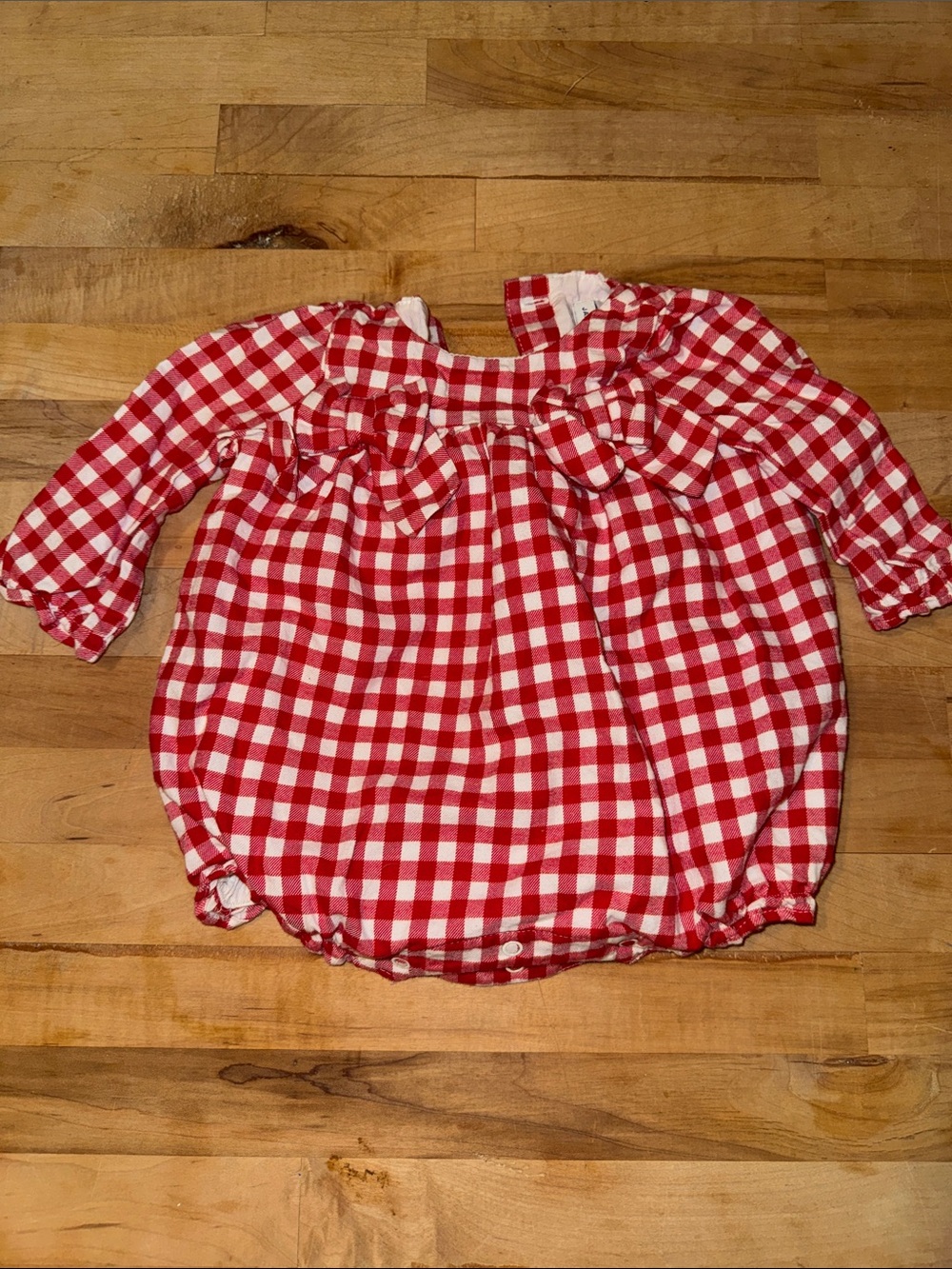 Janie and Jack Holiday Red and White Gingham Bubble Romper